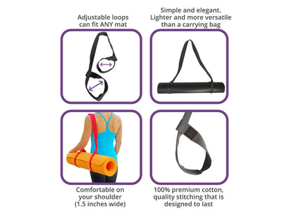 Clever Yoga Thick Durable Yoga Mat Strap Carrier